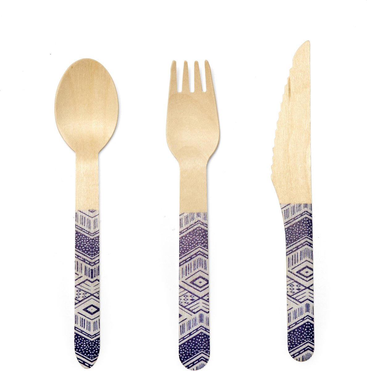 Set tacamuri din lemn - Wood Cutlery Tribal | Kikkerland - 2 | YEO