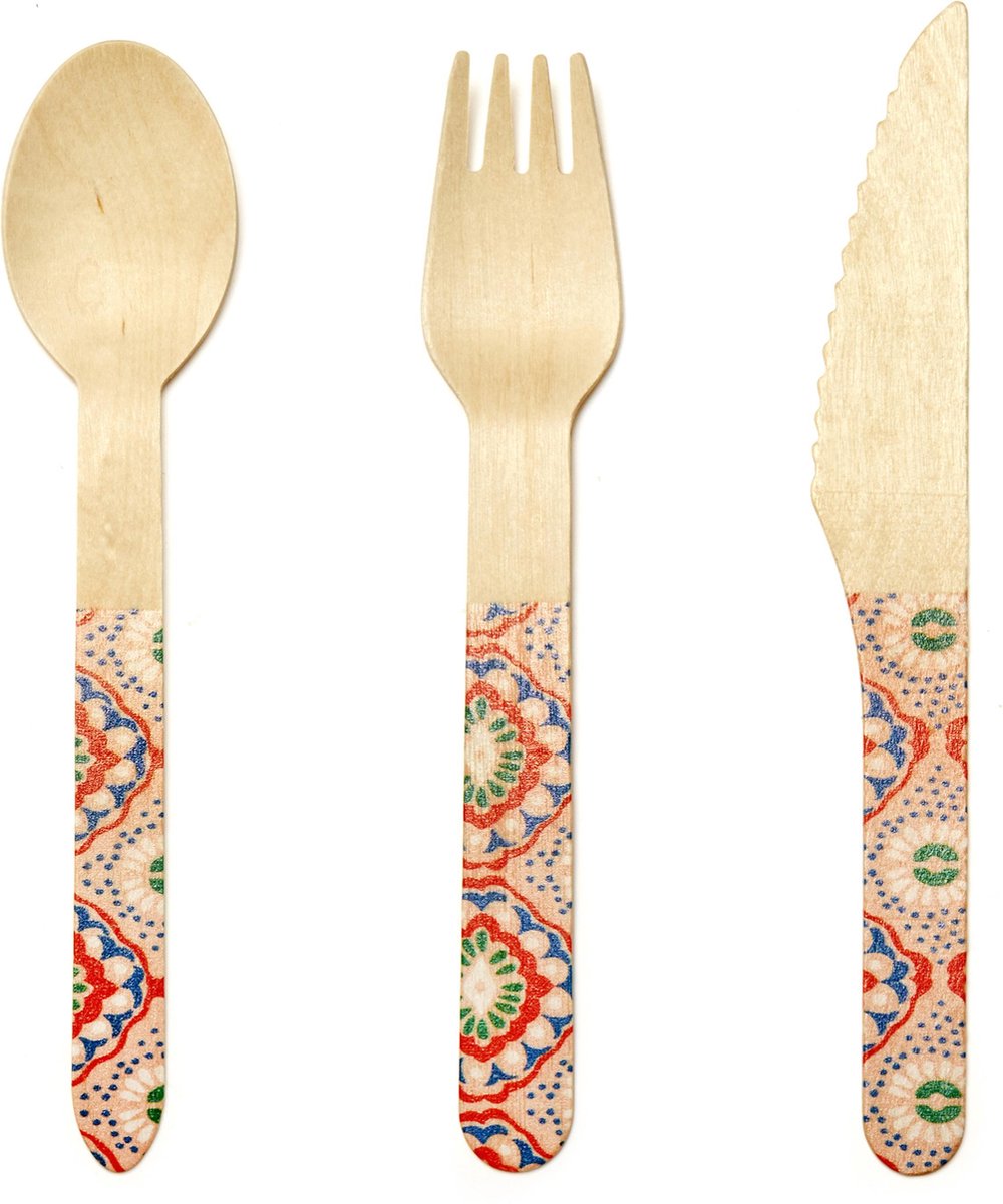 Set tacamuri din lemn - Wood Cutlery Mandala | Kikkerland - 1 | YEO