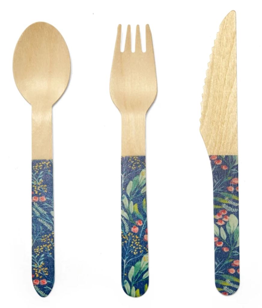 Set tacamuri din lemn - Wood Cutlery Flowers | Kikkerland - 1 | YEO