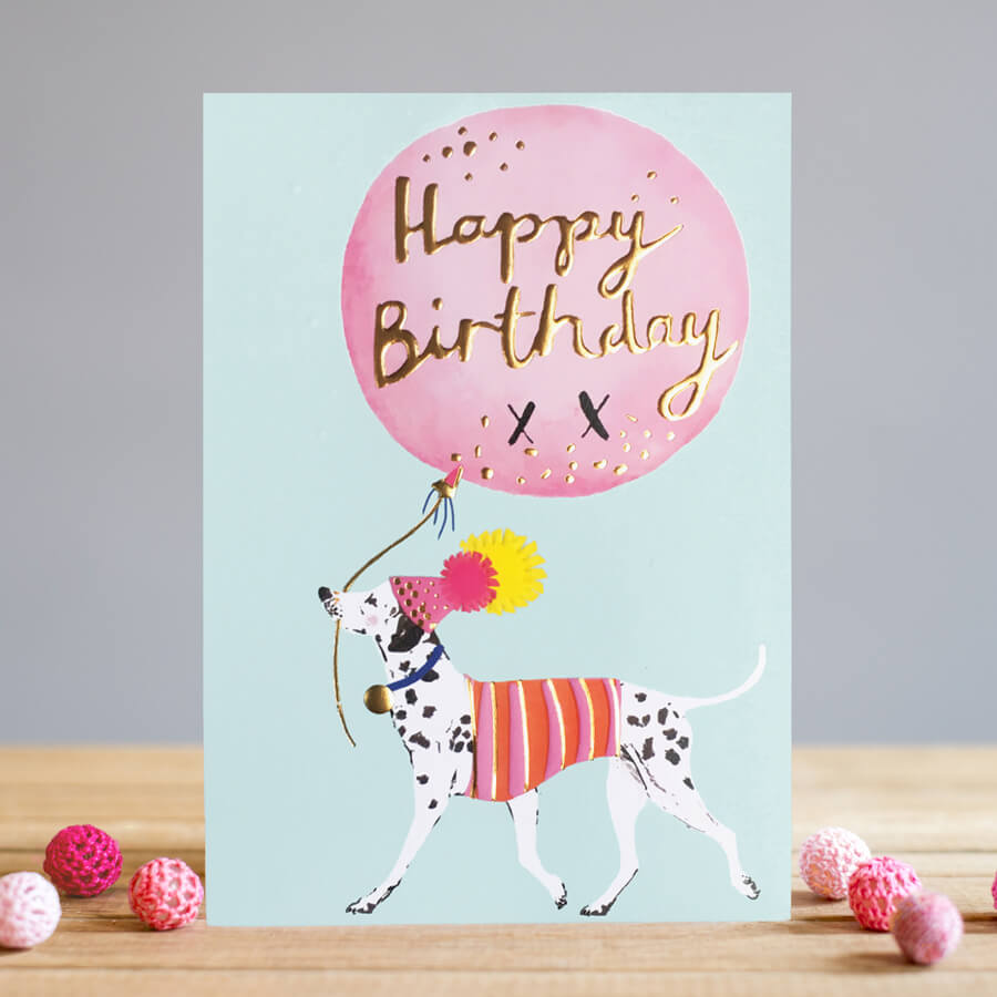 Felicitare - Happy Birthday Dalmatian Dog with Balloons | Louise Tiler Designs