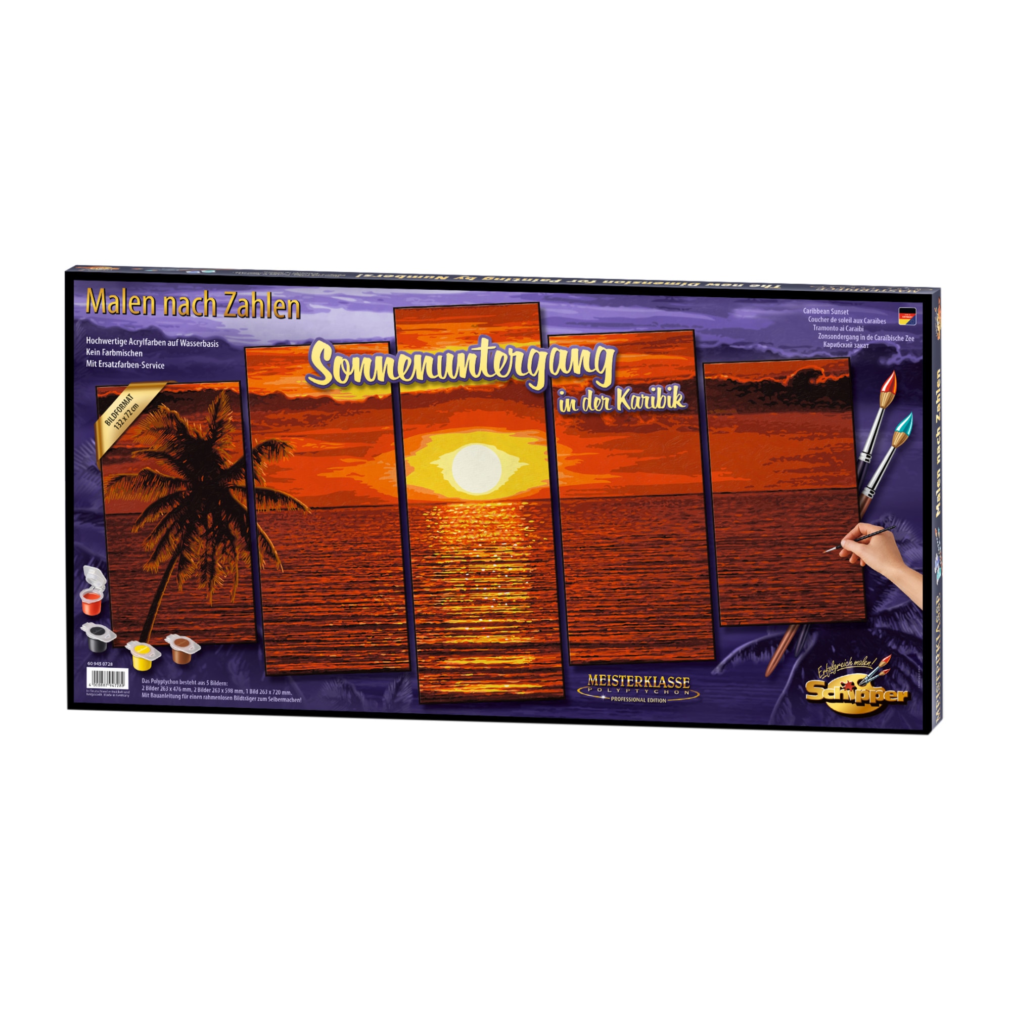 Kit pictura cu numere - Funf - Caribbean Sunset, 132x72 cm | Schipper