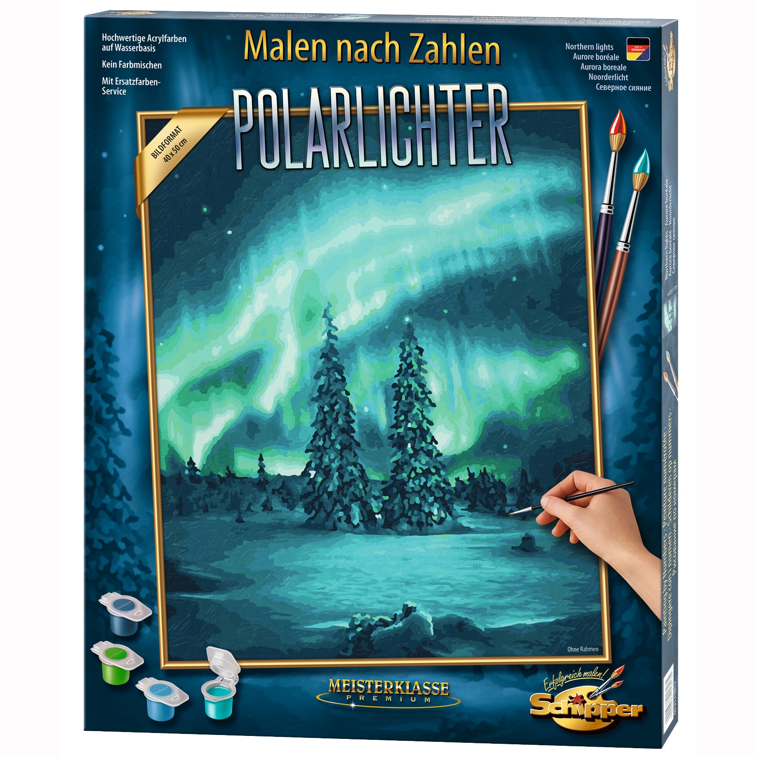 Kit pictura cu numere - Polar Lights, 40x50 cm | Schipper