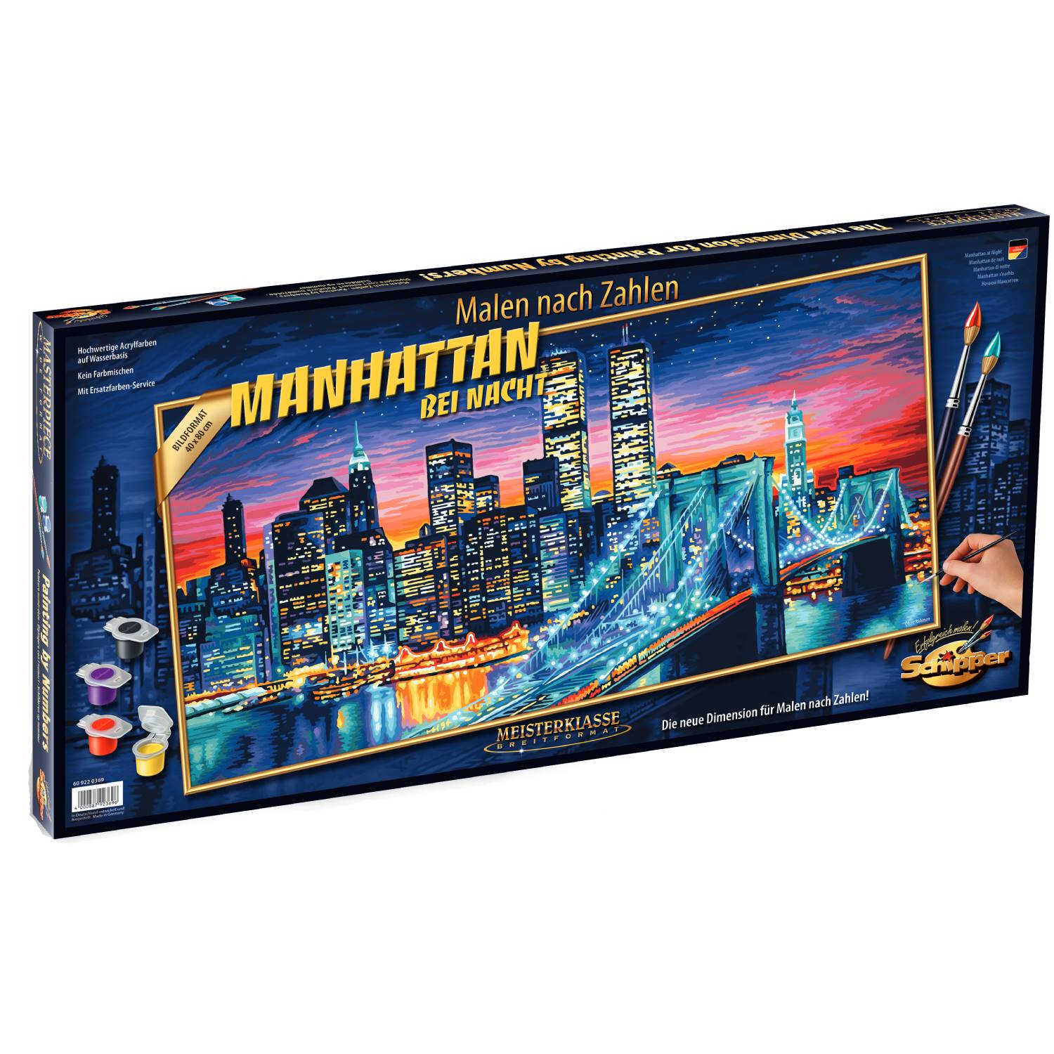 Kit pictura cu numere - Manhattan at Night, 40x80 cm | Schipper