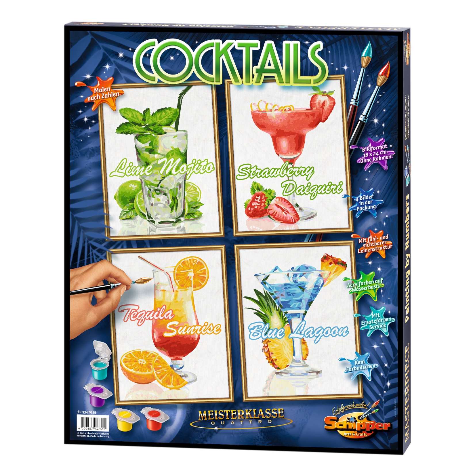 Kit pictura cu numere - Quattro - Cocktails, 48x60 cm | Schipper