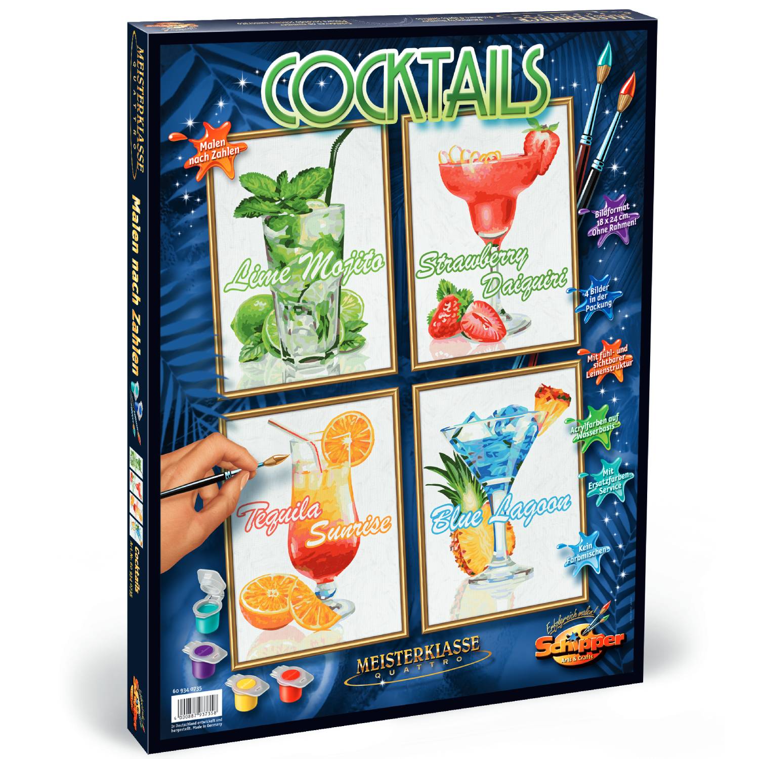 Kit pictura cu numere - Quattro - Cocktails, 36x48 cm | Schipper - 3 | YEO