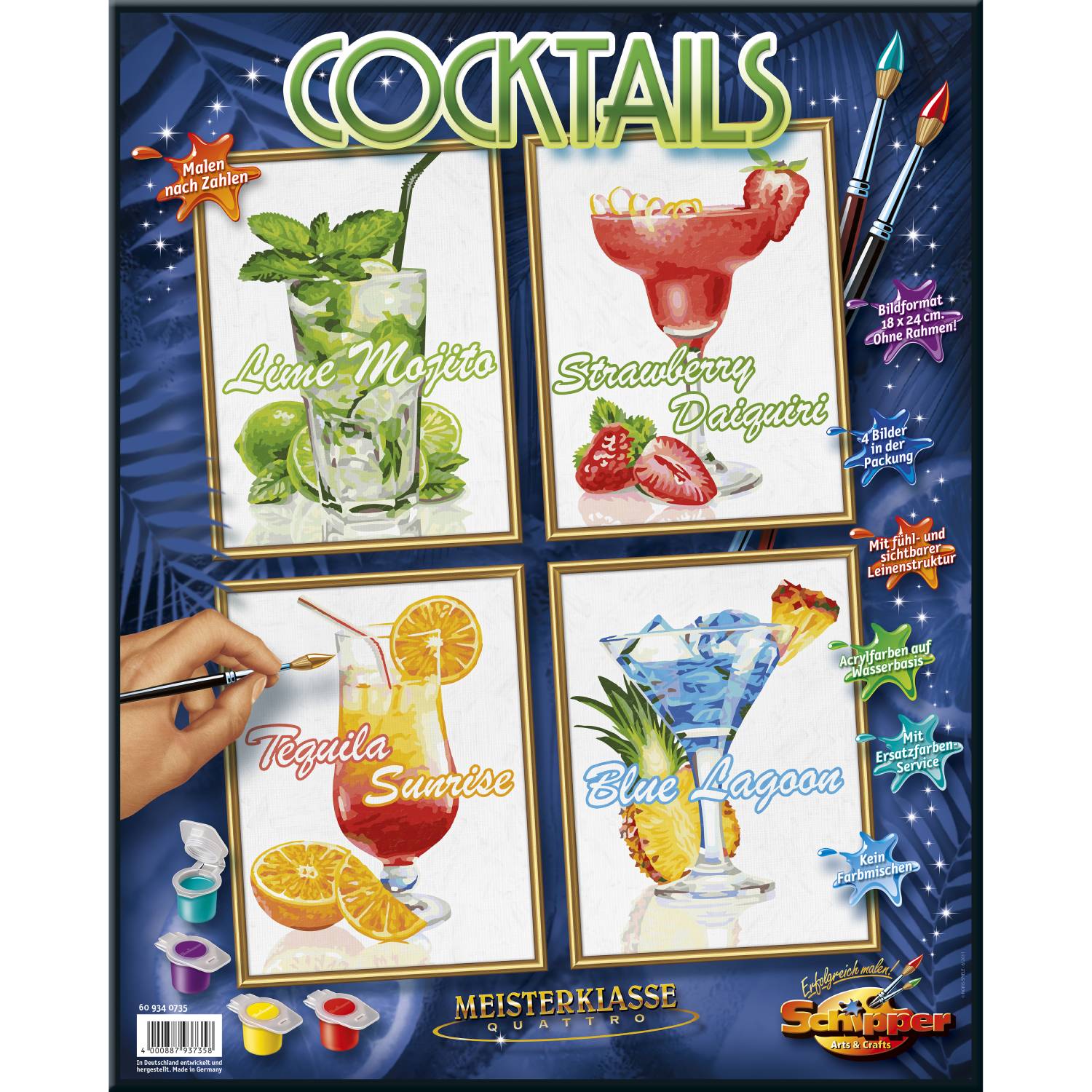 Kit pictura cu numere - Quattro - Cocktails, 36x48 cm | Schipper - 2 | YEO