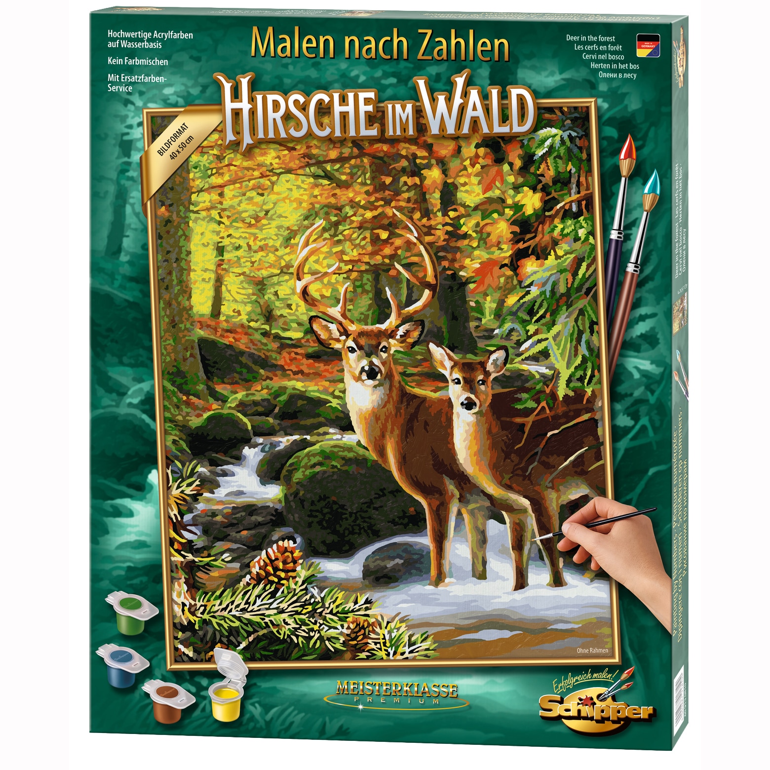 Kit pictura cu numere - Deer in the Forest, 40x50 cm | Schipper