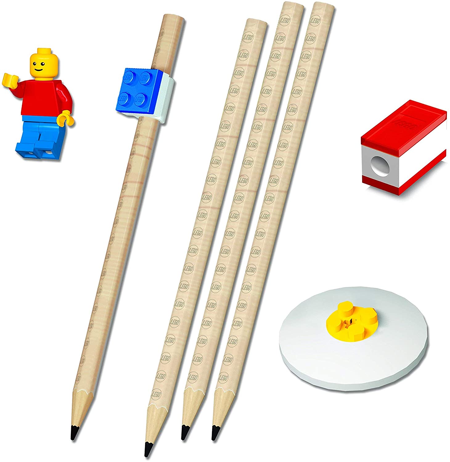 Set papetarie - 4 creioane, ascutitoare si figurina LEGO | LEGO