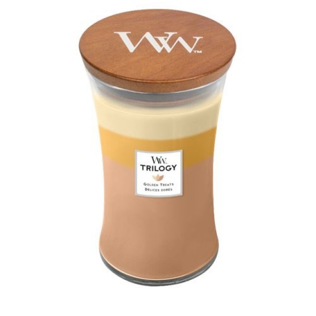 Lumanare parfumata - Large Jar Trilogy - Golden Treats | WoodWick - 1 | YEO