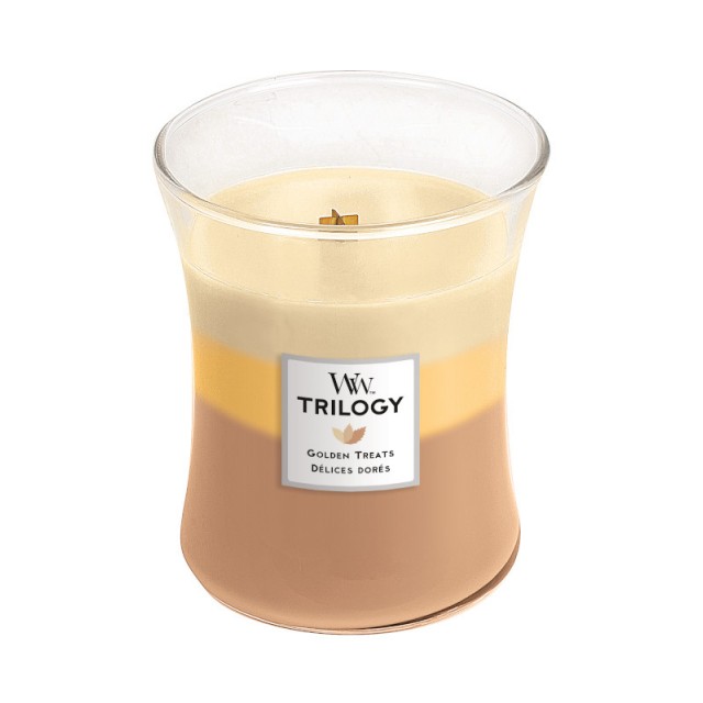 Lumanare parfumata - Medium Jar Trilogy - Golden Treats | WoodWick