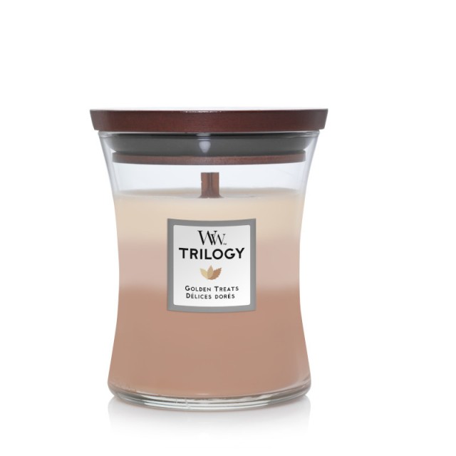 Lumanare parfumata - Medium Jar Trilogy - Golden Treats | WoodWick - 1 | YEO