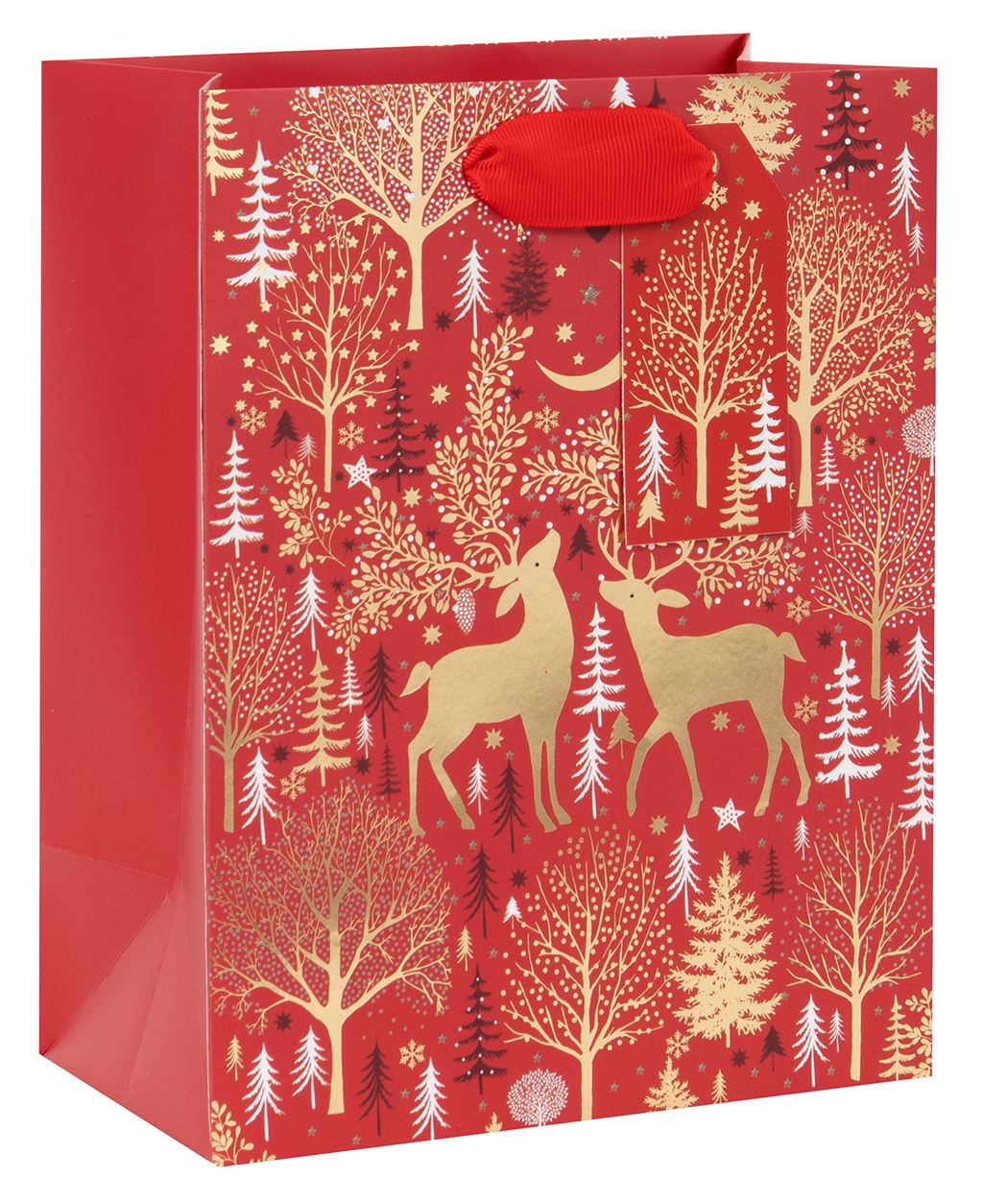 Punga de cadou - Medium - Reindeer Woodland - Red | Glick