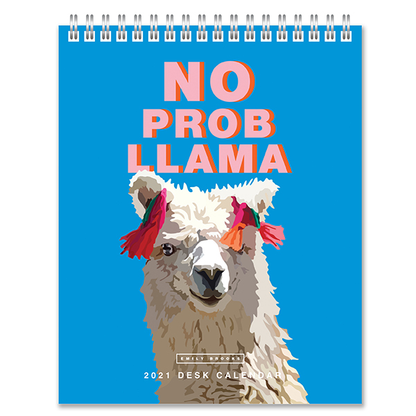 Calendar 2021 - Desk Easel - Emily Brooks - No Prob Llama | Portico Designs