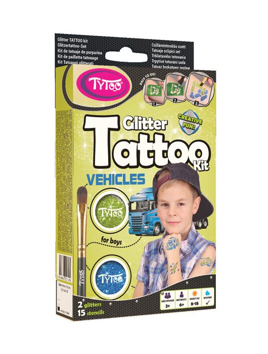 Set tatuaje cu sclipici - Vehicule Pentru Baieti | Tytoo