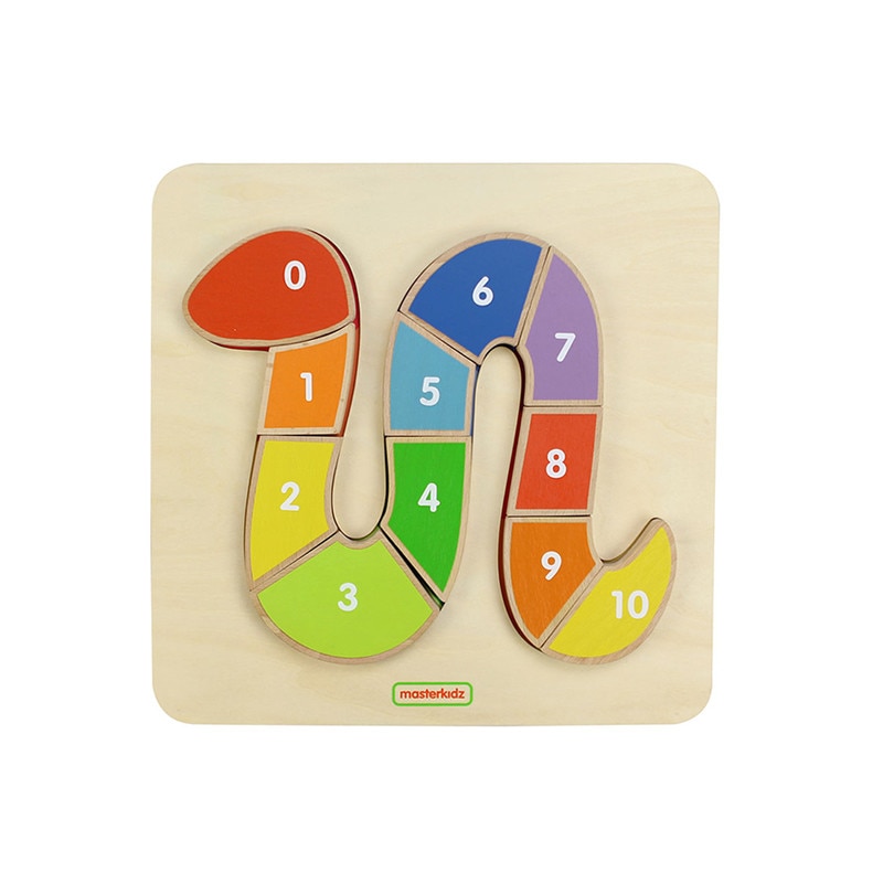 Puzzle din lemn - Sarpe colorat cu numere 1-10 | Masterkidz