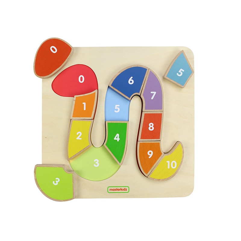 Puzzle din lemn - Sarpe colorat cu numere 1-10 | Masterkidz - 1