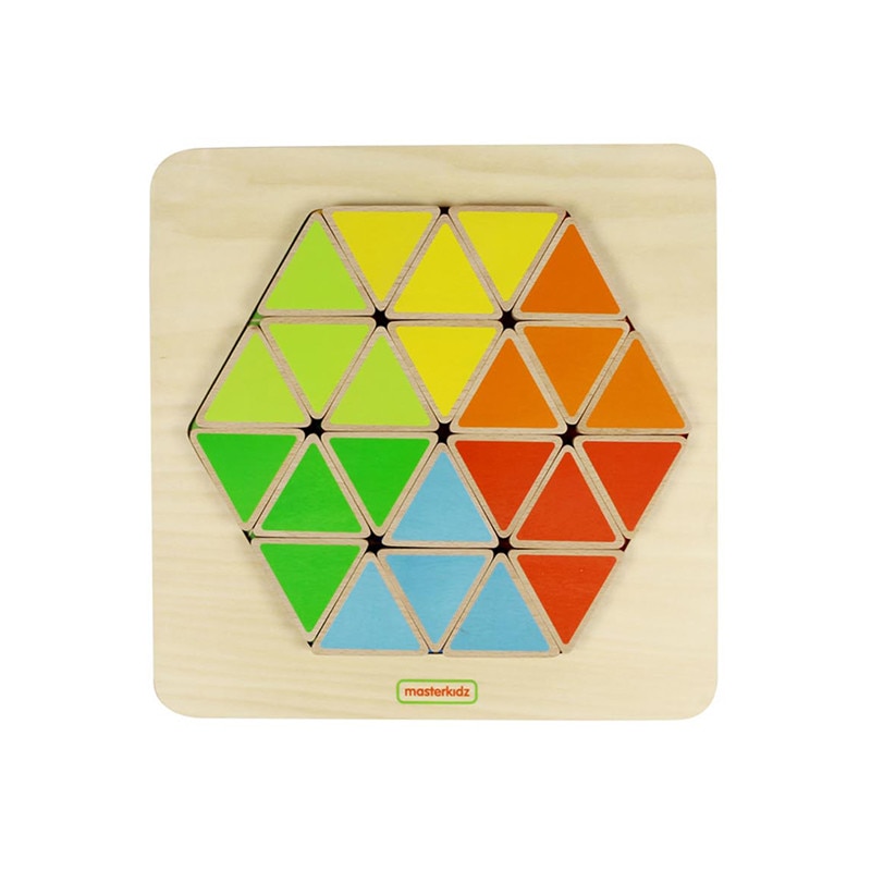 Puzzle din lemn - Hexagon colorat | Masterkidz