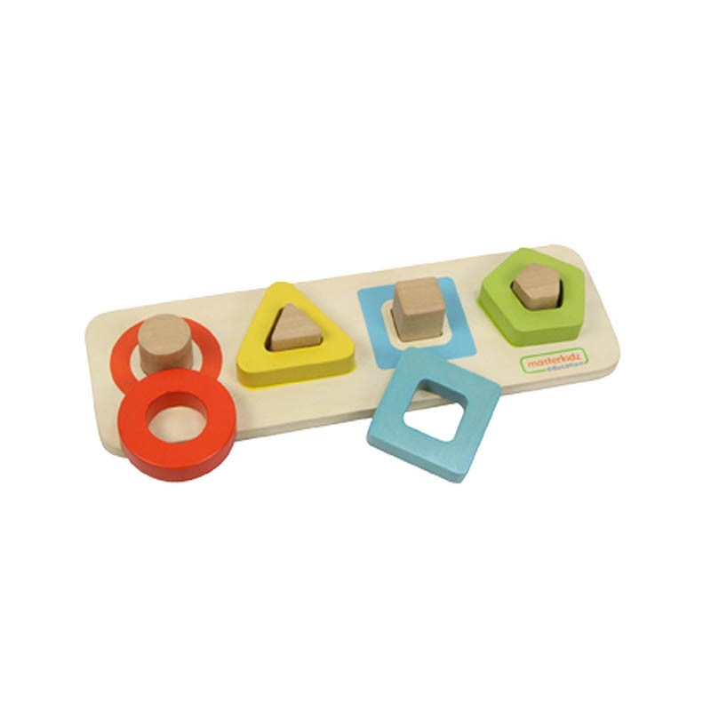 Puzzle din lemn - 4 forme geometrice, contur | Masterkidz