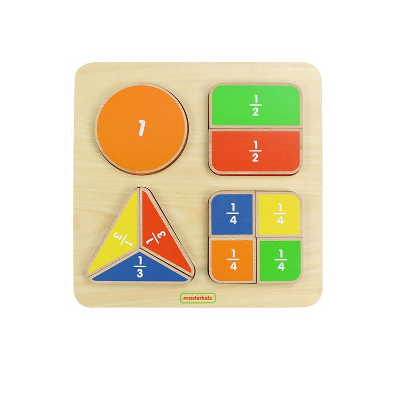 Puzzle din lemn - Forme geometrice si fractii | Masterkidz - 2 | YEO