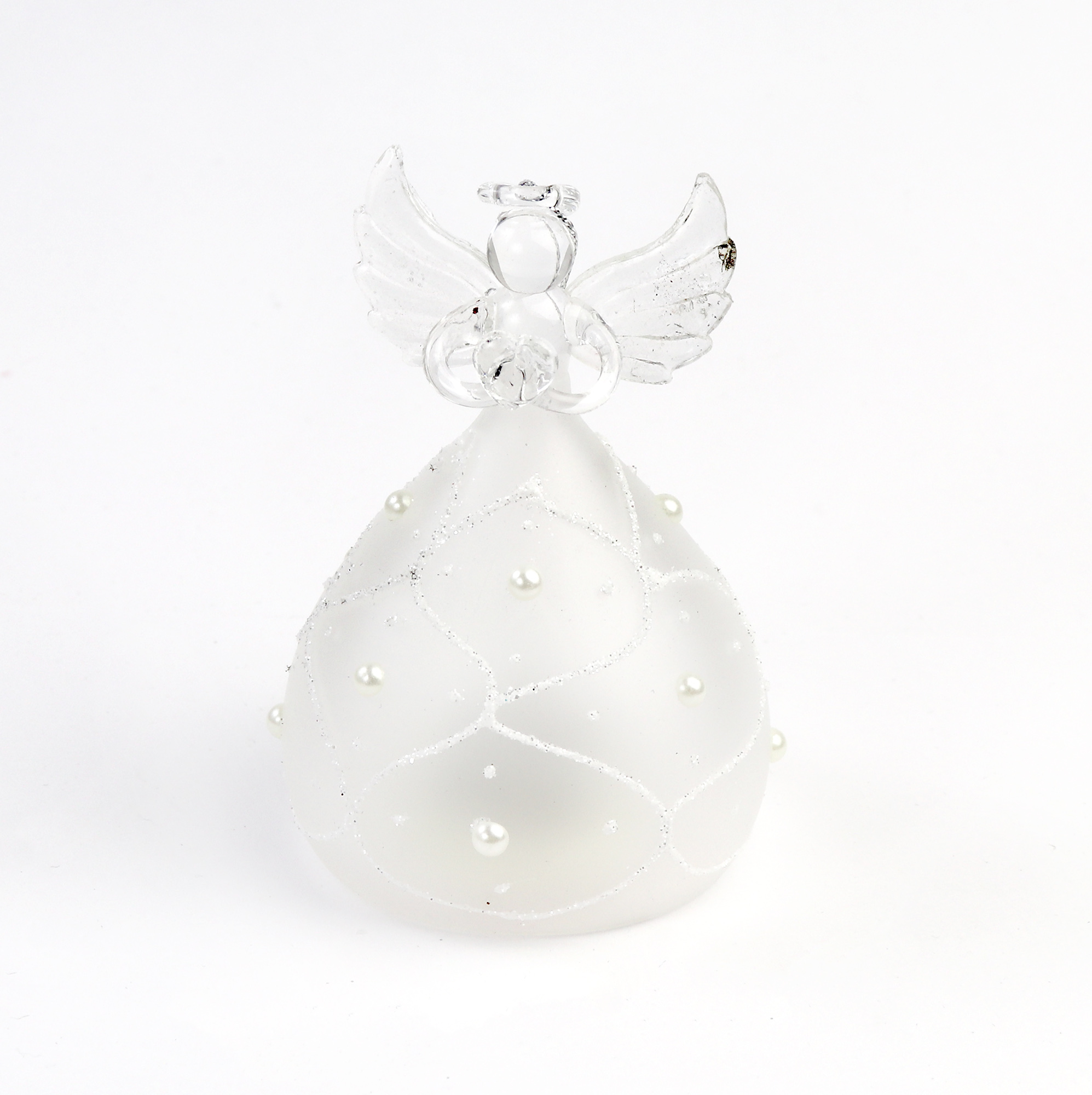 Decoratiune Craciun - Glass Angel with Light, pearls | Everbright Gifts