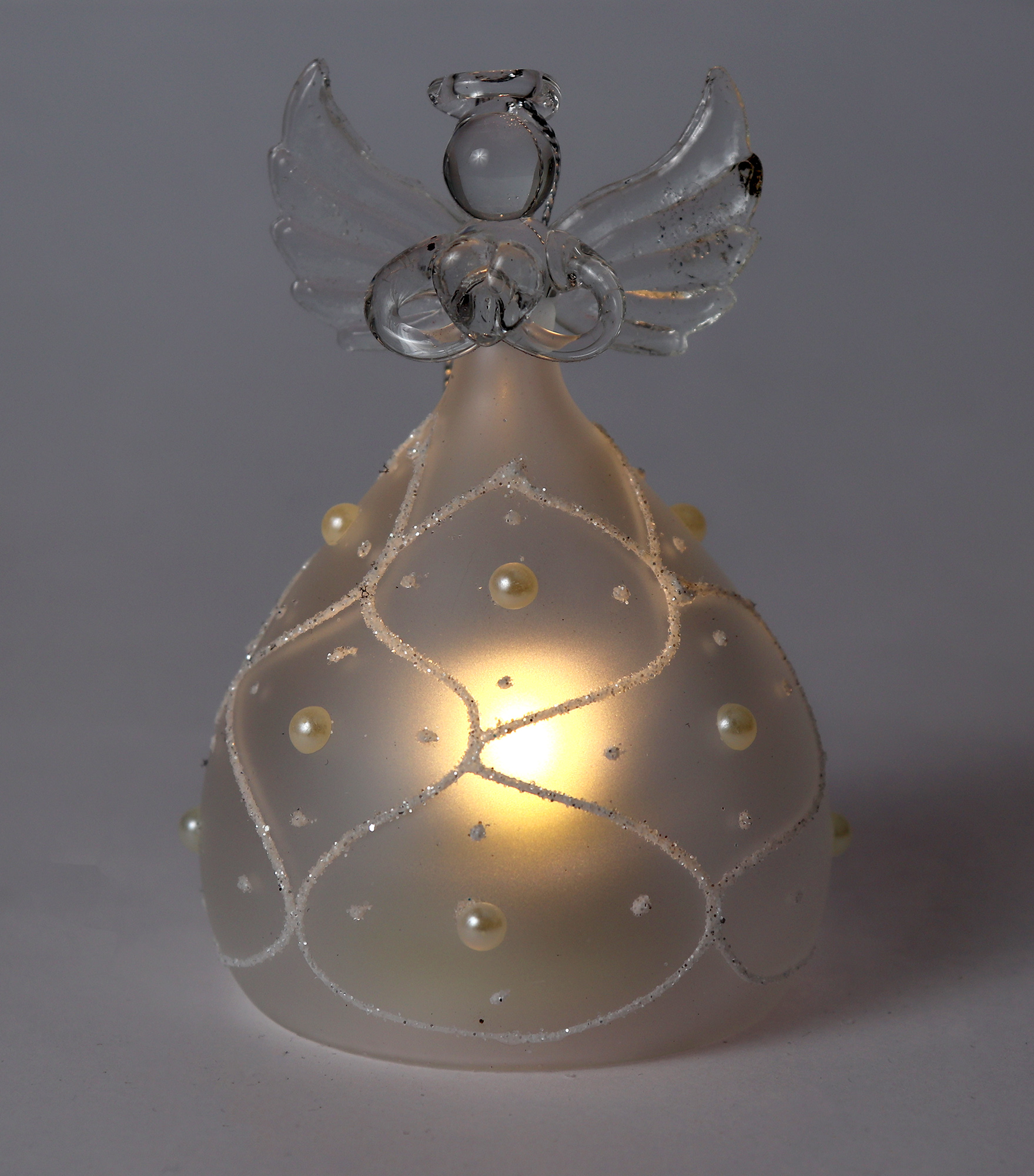 Decoratiune Craciun - Glass Angel with Light, pearls | Everbright Gifts - 1 | YEO