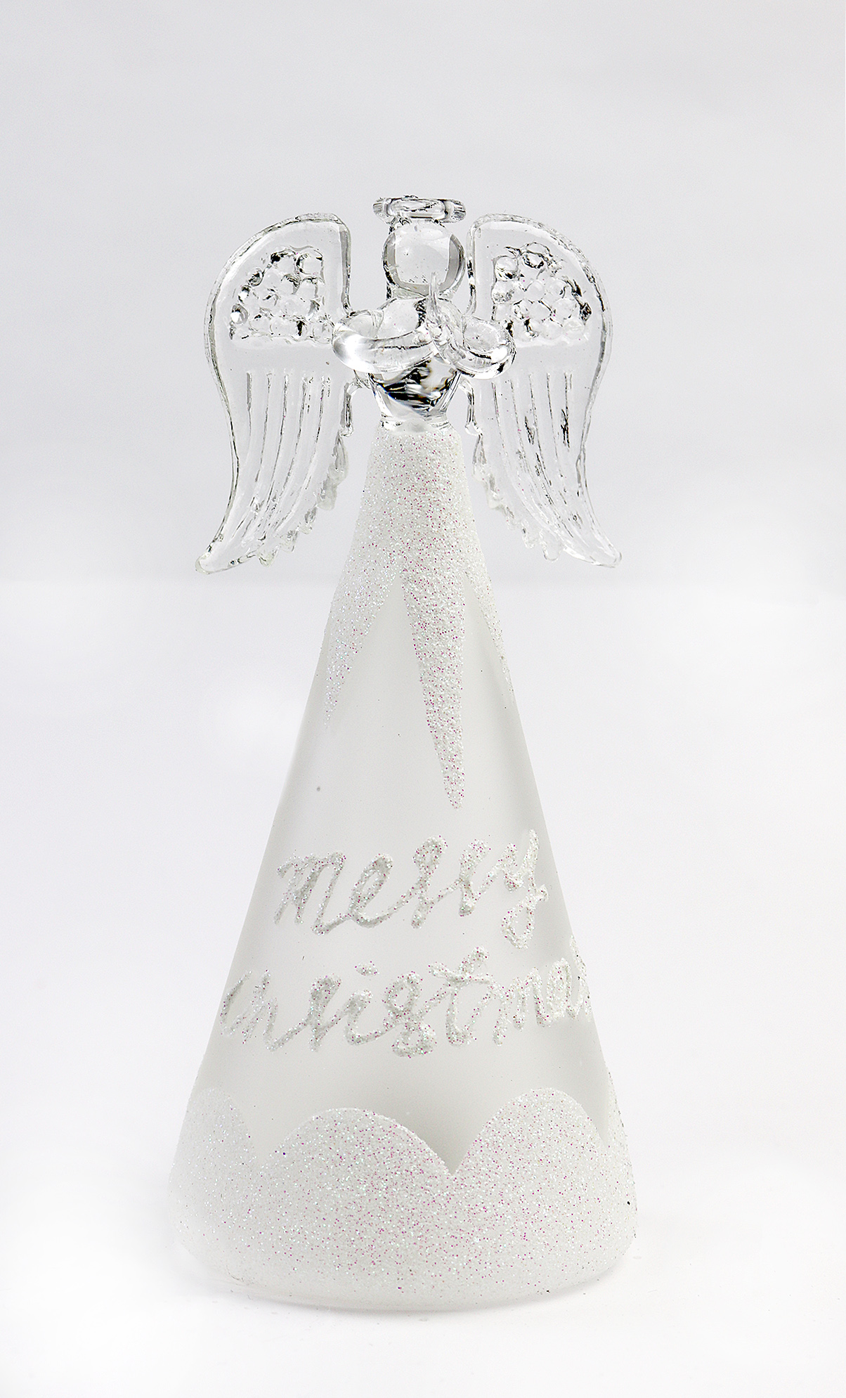 Decoratiune Craciun - Glass Angel with Light, Merry Christmas | Everbright Gifts