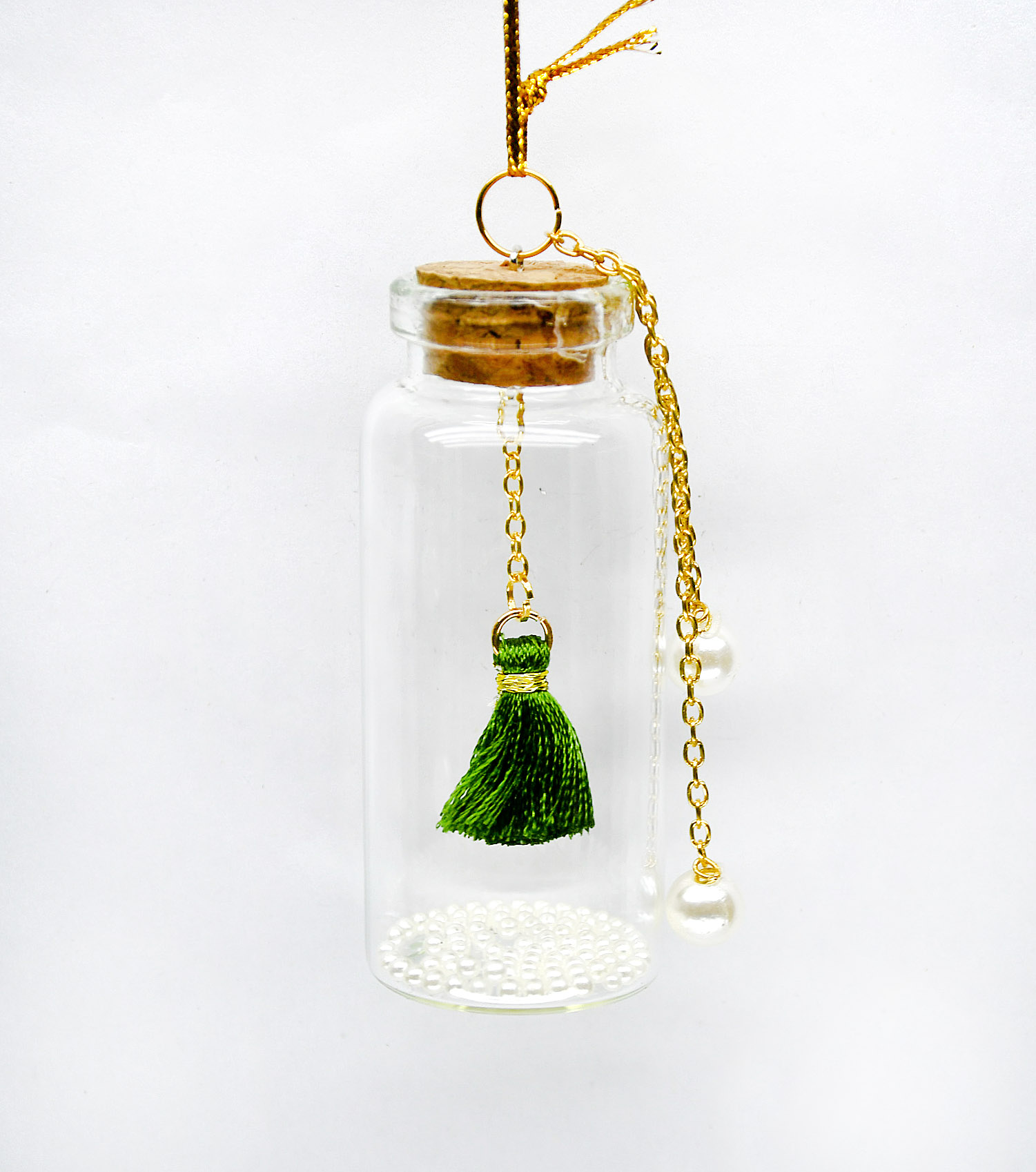 Decoratiune Craciun - Glass Bottle, ciucurel si perle | Everbright Gifts