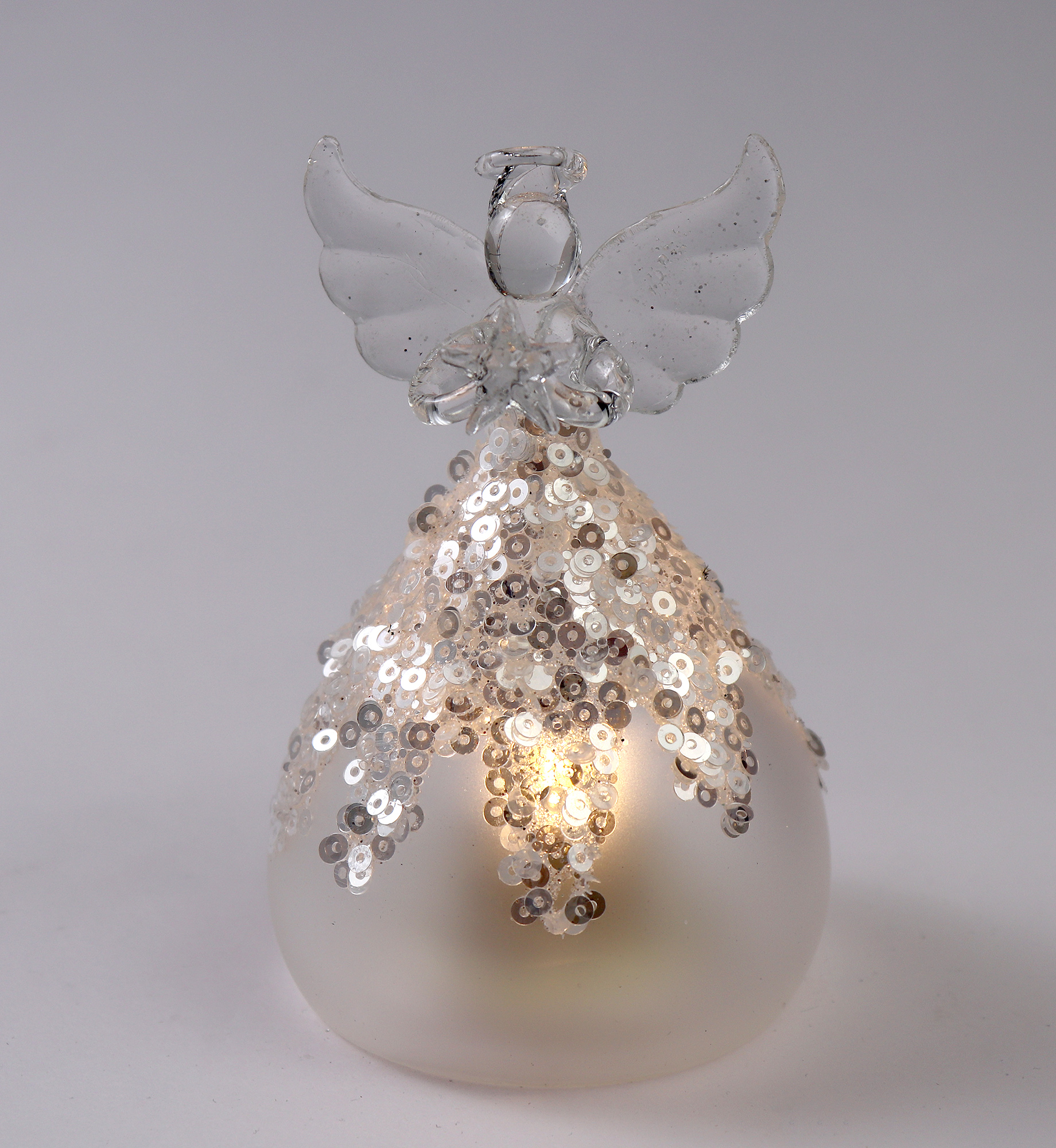 Decoratiune Craciun - Glass Angel with Light, sequin | Everbright Gifts - 1 | YEO