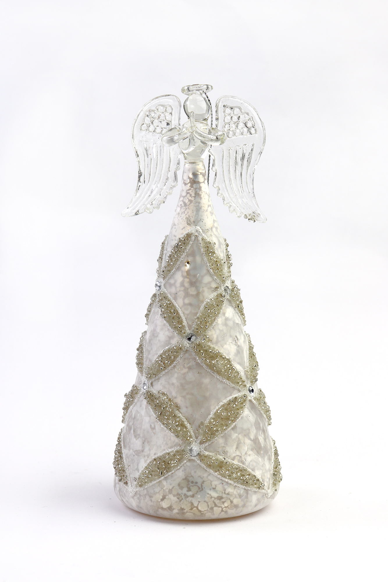 Decoratiune Craciun - Glass Angel with Light, gemstones | Everbright Gifts