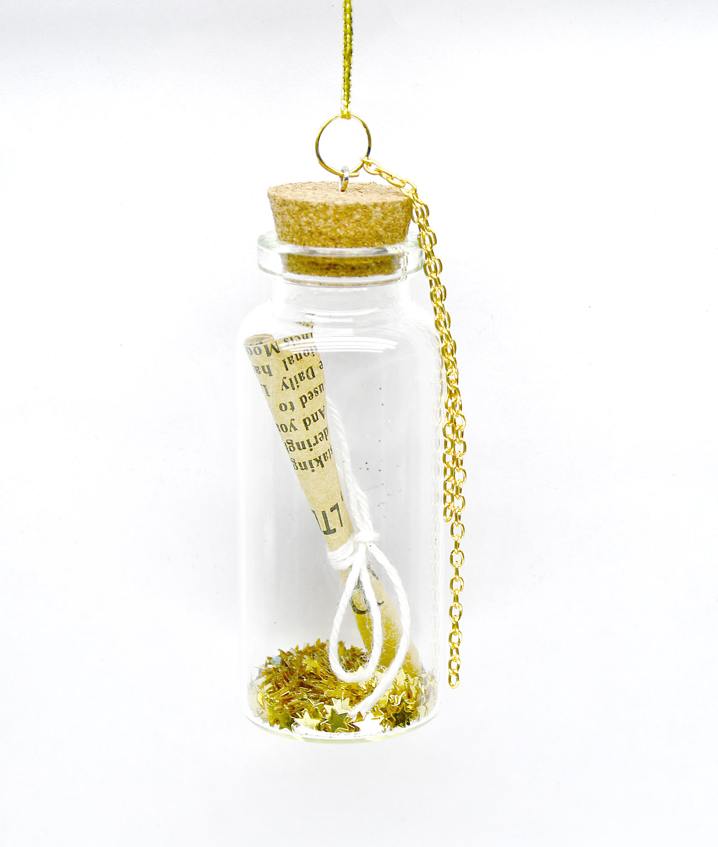 Decoratiune Craciun - Glass Bottle, ravas si stelute aurii | Everbright Gifts