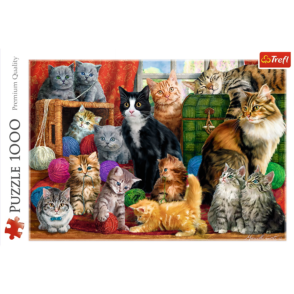 Puzzle 1000 piese - Intalnirea pisicilor / Feline Meetin | Trefl - 1