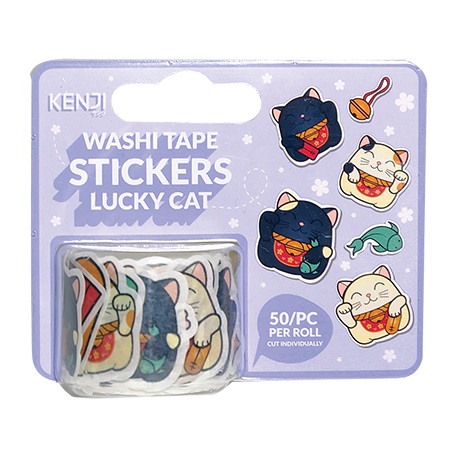 Banda adeziva - Washi Tape Stickers - Lucky Cat