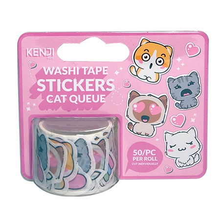 Banda adeziva - Washi Tape Stickers - Cat Queue