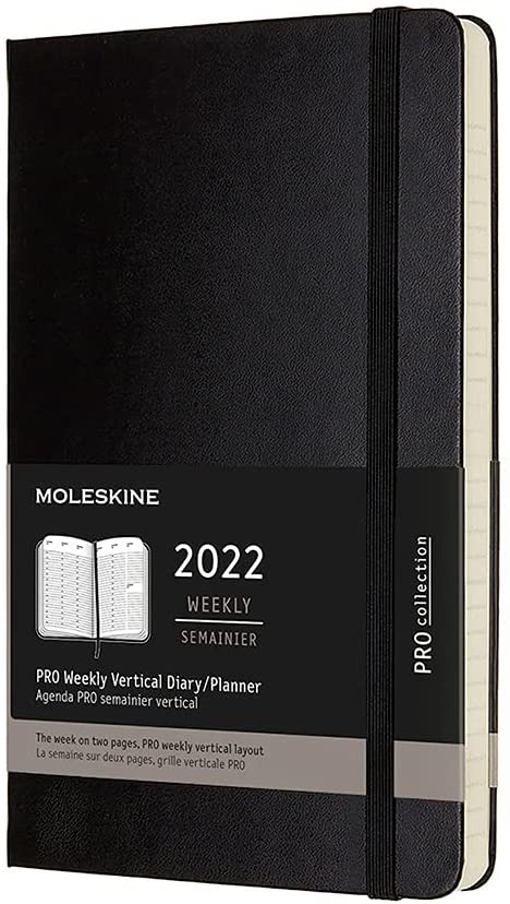 Agenda 2022 - 12-Month Pro Weekly Vertical Planner - Large, Hard Cover - Black | Moleskine