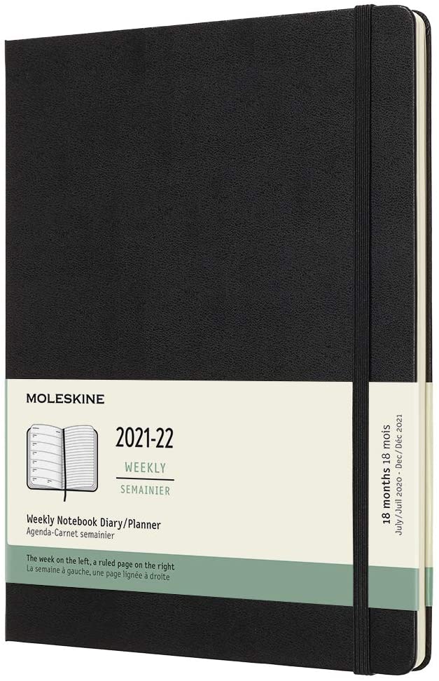 Agenda 2021-2022 - 18-Month Weekly Planner - X-Large, Hard Cover - Black | Moleskine