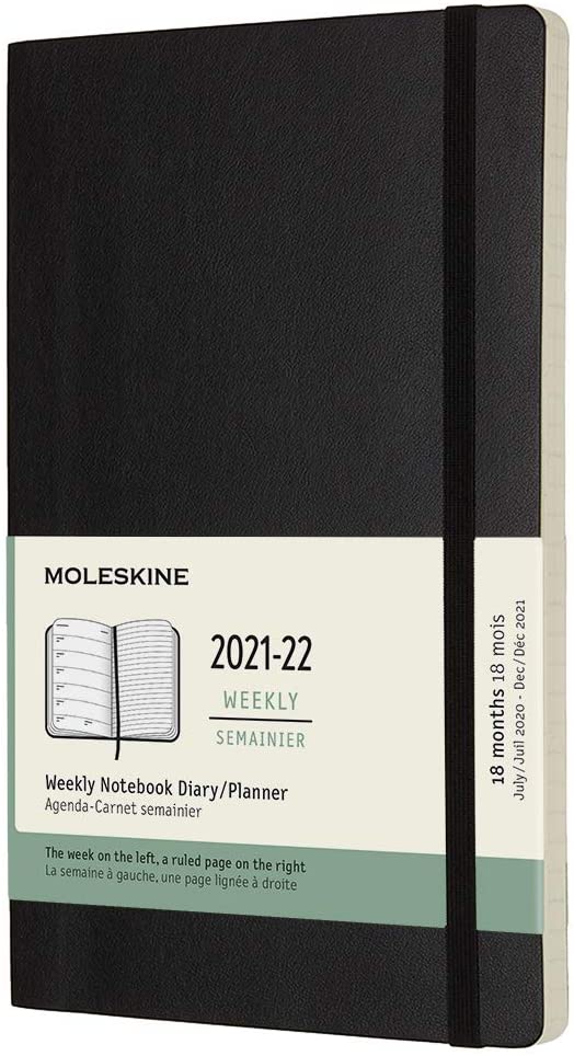 Agenda 2021-2022 - 18-Month Weekly Planner - Large, Soft Cover - Black | Moleskine