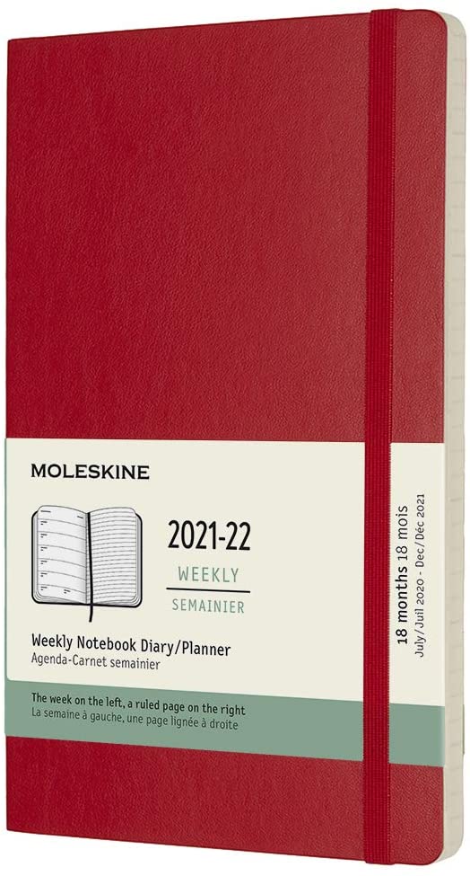 Agenda 2021-2022 - 18-Month Weekly Planner - Large, Soft Cover - Scarlet Red | Moleskine