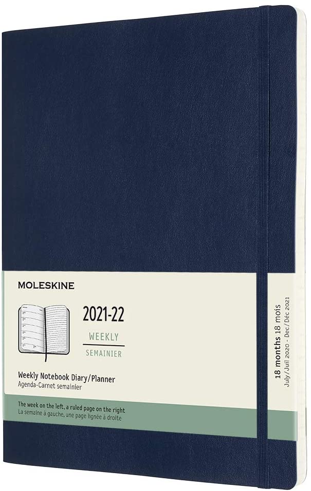 Agenda 2021-2022 - 18-Month Weekly Planner - X-Large, Soft Cover - Sapphire Blue | Moleskine