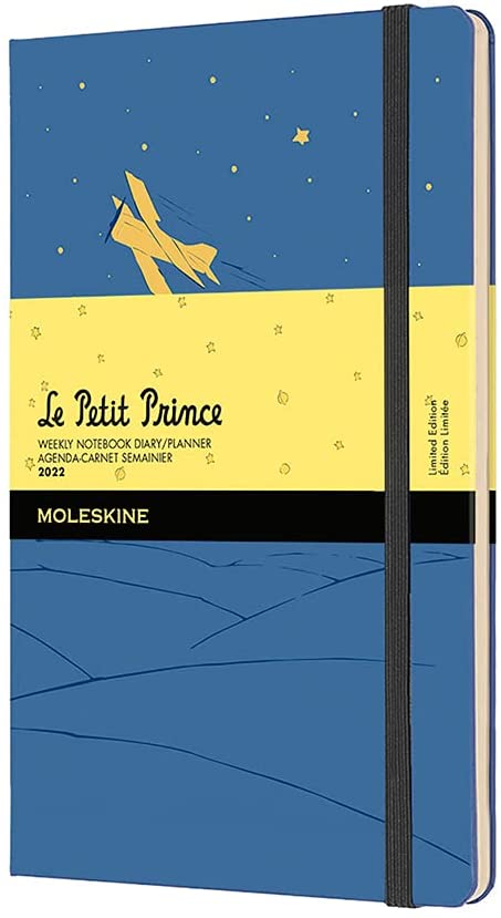Agenda 2022 - 12-Month Weekly Planner - Large, Hard Cover - Le Petit Prince - Aeroplane - Forget-Me-Not Blue | Moleskine