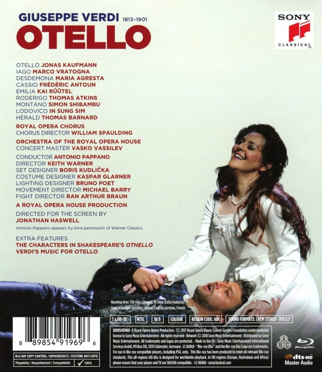 Verdi: Otello (Blu Ray) | Giuseppe Verdi, Jonas Kaufmann, Keith Warner, Orchestra of the Royal Opera House - 1 | YEO