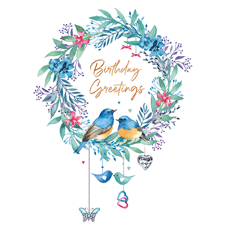 Felicitare - Birds on Floral Wreath | Great British Card Company
