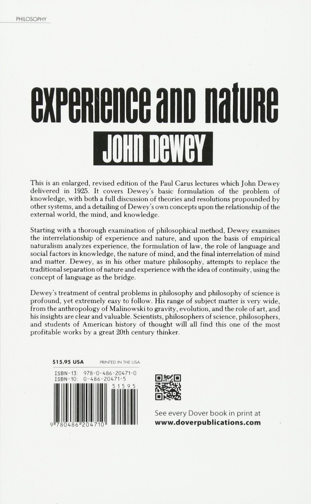 Experience and Nature | John Dewey - 1 | YEO