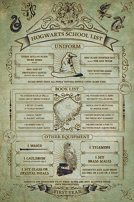 Poster maxi - Harry Potter Hogwarts School List | Pyramid International