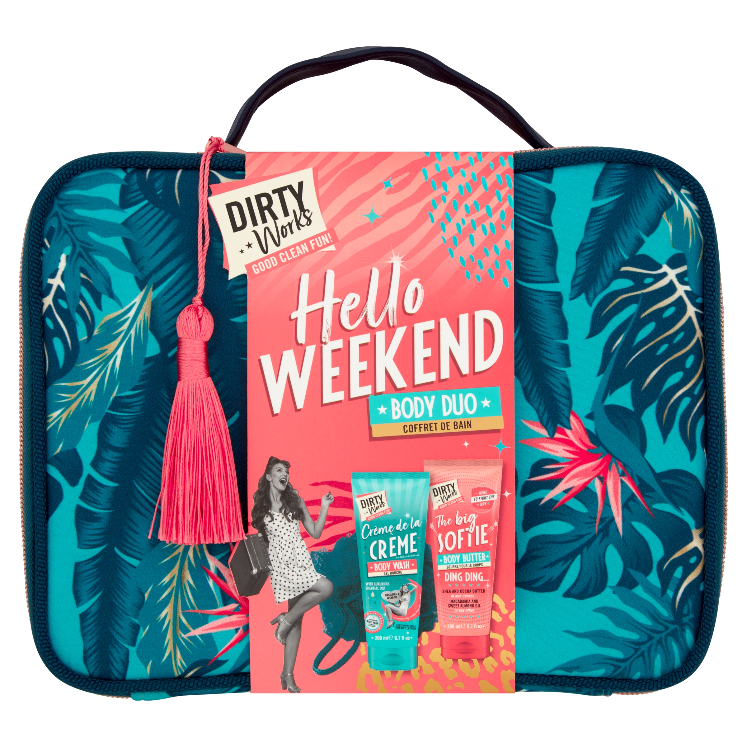 Set cosmetice cu geanta - Hello Weekend Body Duo | Dirty Works