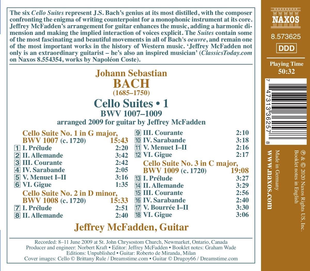 Bach: Cello Suites Nos. 1-3, Vol. 1 | Jeffrey McFadden, Johann Sebastian Bach