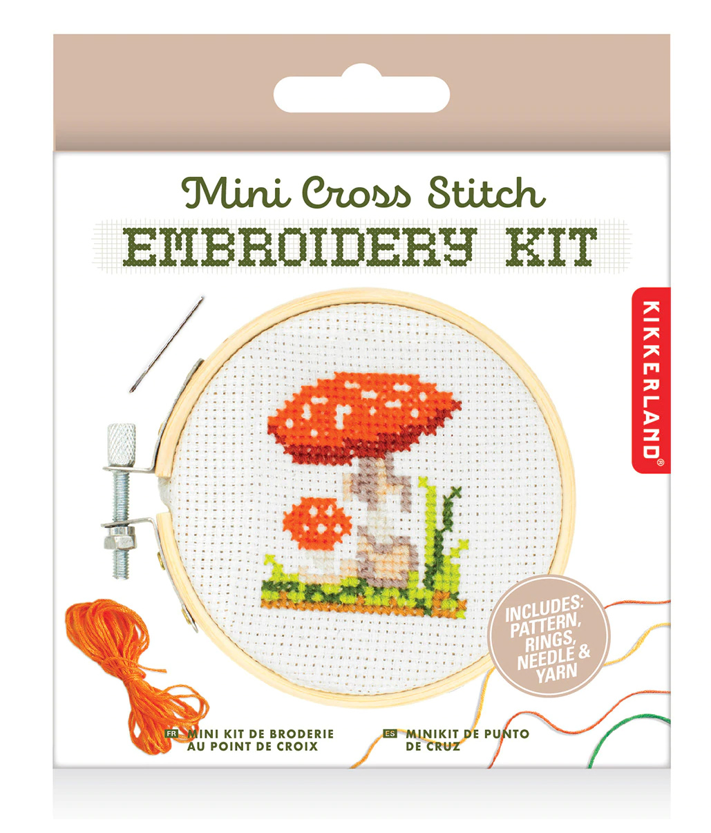 Kit goblen - Mini Cross Stitch Embroidery Kit - Mushroom | Kikkerland