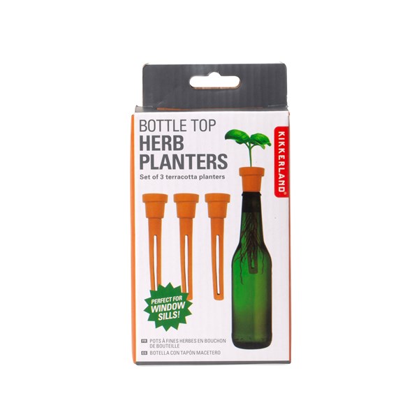 Set pentru plantat - Bottle Top Herb Planter, 3 bucati | Kikkerland