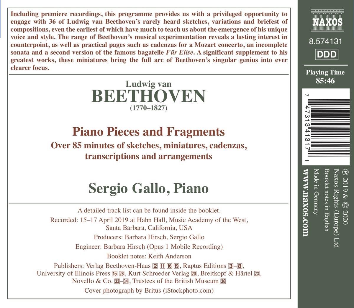 Beethoven: Piano Pieces and Fragments | Ludwig Van Beethoven, Sergio Gallo