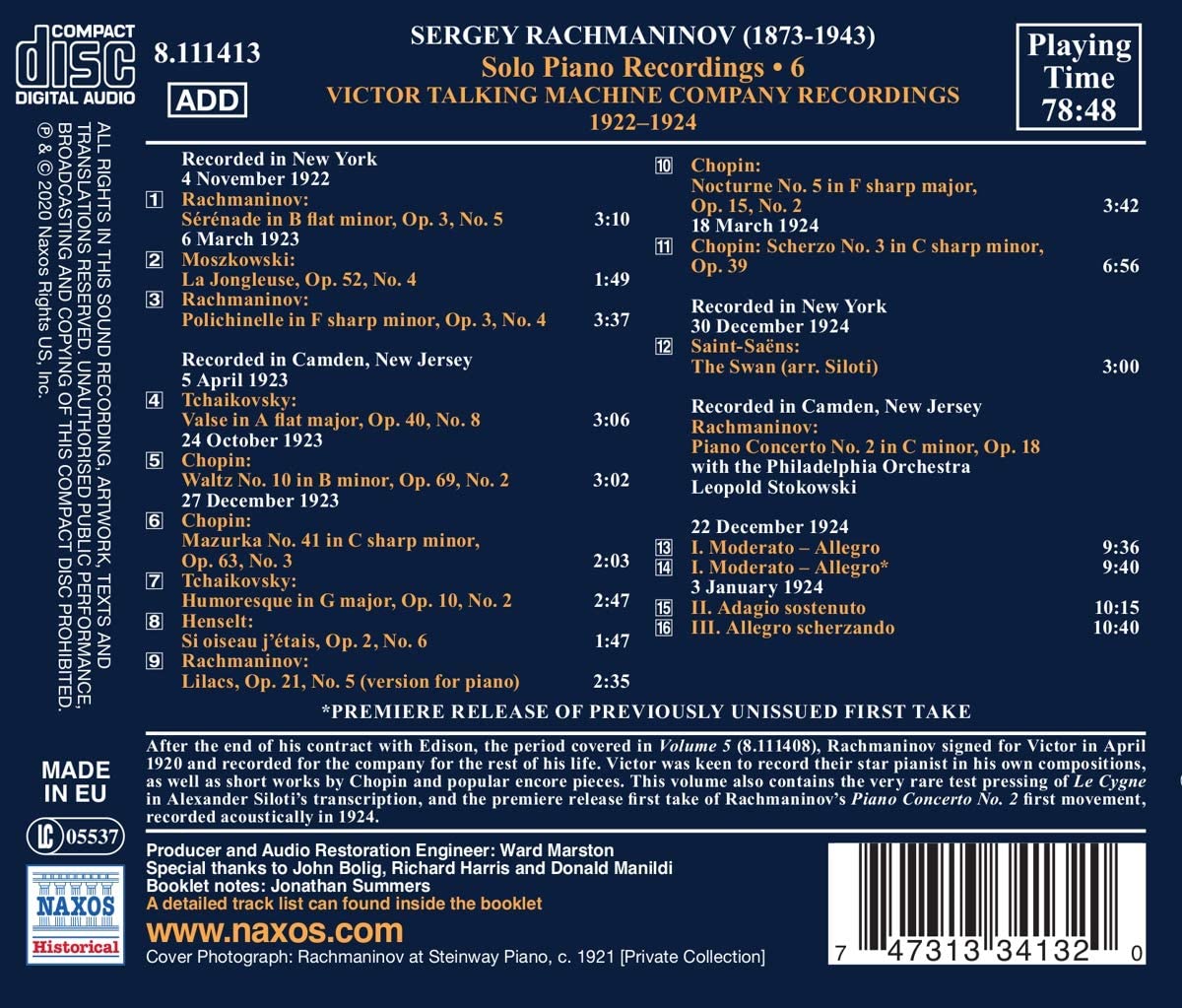 Great Pianists; Rachmaninov: Complete Solo Piano Recordings (1922-1924) | Philadelphia Orchestra, Leopold Stokowski - 1 | YEO