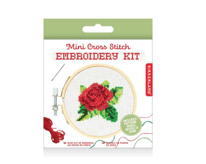 Kit goblen - Mini Cross Stitch Embroidery Kit - Rose | Kikkerland